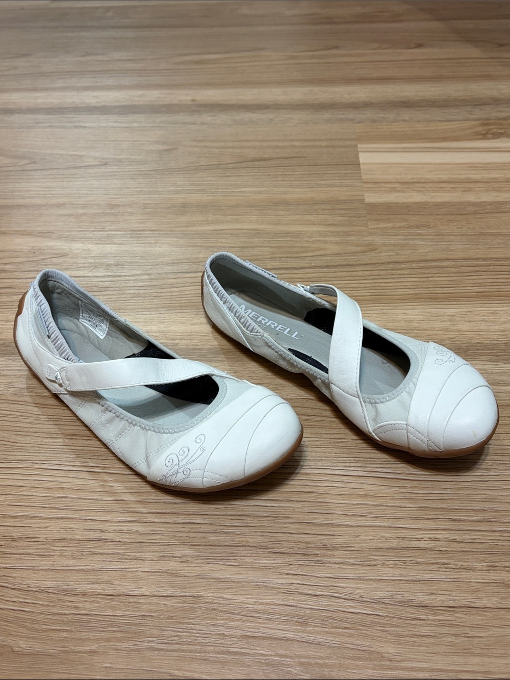 Merrell Barefoot White Leather Mary Jane Flats Minimalist Shoes Women’s 10 - Picture 3 of 5